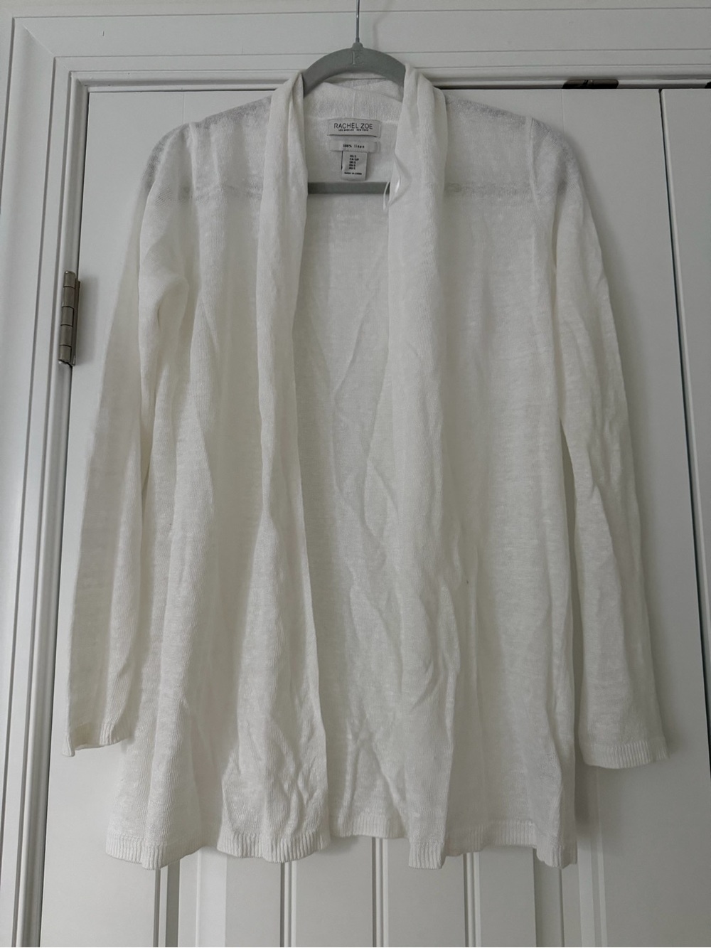 Rachel Zoe White 100% Linen Open-Front Women's Cardigan Sweater